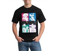TY@FERDSA Men's FLCL t-Shirt Breathable Crew Neck Loose Black Manches Courtes(Large)