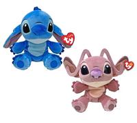 TY Floppy Disney Lilo & Stitch Lot de 2 Jouets en Peluche et Ange Doux à Collectionner, idée Cadeau pour Petits et Grands, 20 cm, 38600ABS