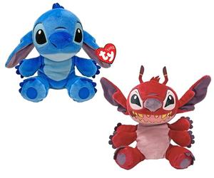 TY Floppy - Disney Lilo & Stitch - Lot de 2 Peluches Stitch et Leroy - Peluche Douce à Collectionner - Idée Cadeau pour Petits et Grands - 20 cm - 38700ABS