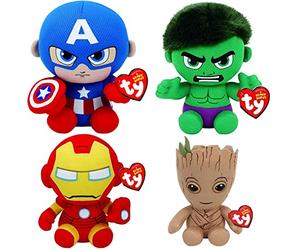Ty Marvel 4-Piece Superhero Plush Toy Set - 15 cm