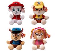 TY Paw Patrol Assortiment de 4 Super Chiots, Marshall, Rubble, Chase, Skye, Tous Vos Héros Favoris en Version Douce Peluche à Collectionner 20 cm 38500ABS