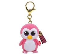 Ty – Porte-clés en peluche Mini Boos Clip Glider Pingouin 2008088 9 cm Rose et blanc