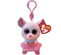 Ty Porte-clés peluche Beanie Boos Nina la Souris – Clip – Rose – 9 cm