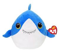 Animal en peluche TY Squish a Boos Small Finsley le Requin 20 cm Bleu et Blanc Bleu et Blanc