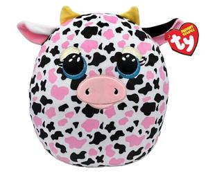 TY Squishy Beanies - Milkshake la Vache Rose, Blanc et Noir, Coussin en Peluche Doux avec œillets pailletés, idée Cadeau pour Petits et Grands Enfants, Tous à Collectionner - 33 cm - T39364