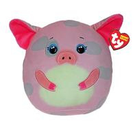 TY Squishy Beanies T39420 - Hambone Le Cochon - Oreiller en Peluche Doux avec Yeux Verts - Idée Cadeau pour Petits et Grands - 22 cm