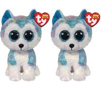 Ty - TY36322 - Beanie Boo's - Peluche Helena Le Husky 15 cm, Blanc/Bleu (Lot de 2)