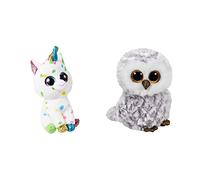 Ty - TY36898 - Beanie Boo's - Peluche Harmonie la Licorne 15 cm & TY37201 - Beanie Boo's - Peluche Owlette Hibou 15 cm