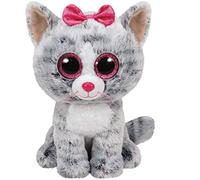 Ty – Peluche Beanie Boo's Kiki le chat – 23 cm – Gris et rose – Intérieur – Mixte TU