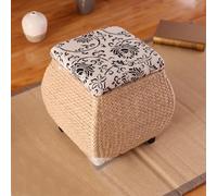 TY&WJ Banc De Rangement D'extérieur en Osier,Couvercle Réversible Tabouret Coffre De Rangement avec Assise Rembourrée Pouf Coffre Repose pour Le Pied du Lit Salon,D,40x40x40cm(16x16x16inch)