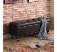 TY&WJ Tabouret Coffre De Rangement Rectangulaire,Banc De Rangement Capitonné en Cuir pour Le Bout du Lit Couvercle Réversible Pouf De Rangement Chambre À Coucher,T,60x40x45cm(24x16x18inch)