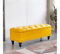 TY&WJ Tabouret Coffre De Rangement Rectangulaire,Banc De Rangement Capitonné en Cuir pour Le Bout du Lit Couvercle Réversible Pouf De Rangement Chambre À Coucher,I,60x40x45cm(24x16x18inch)