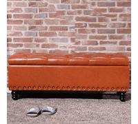 TY&WJ Tabouret Coffre De Rangement Rectangulaire,Banc De Rangement Capitonné en Cuir pour Le Bout du Lit Couvercle Réversible Pouf De Rangement Chambre À Coucher,R,70x40x45cm(28x16x18inch)