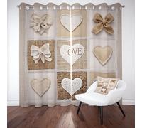 Tyafsgvqo Amour Coeur Nœud Papillon Rideau Occultant, Rideau Esthétique Rustique Vintage, Thermique Isolant Anti Froid, 140x240 cm Lot de 2 Rideaux à Oeillets, pour Chambre, Salon, Chambre Enfant