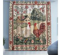 Tyafsgvqo Animaux de la Ferme Coq Poule Rideau 118x138 cm, Thermique Isolant Anti Froid, Rideau Fleur Botanique Rustique, Lot de 2 Rideaux Occultant à Oeillets, pour Chambre, Salon, Chambre Enfant