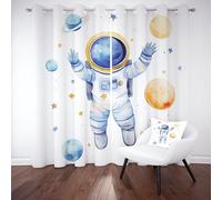 Tyafsgvqo Aquarelle Astronaute Rideau 140x210cm, Thermique Isolant Anti Froid, Rideau Planète de Dessin Animé Univers, Lot de 2 Rideaux Occultant Opaque à Oeillets, pour Chambre, Salon, Chambre Enfant