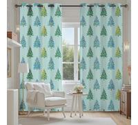 Tyafsgvqo Arbre de Noël Rideaux Occultant Thermique Isolant, Rideau Décoration de Noël de Dessin Animé, Anti Froid et Bruit, 234x137 cm Lot de 2 Rideaux Opaque Oeillets pour Chambre Salon