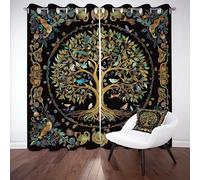 Tyafsgvqo Arbre de Vie Rideau Occultant Opaque, Rideau Mystique Bohème Exotique, Thermique Isolant Anti Froid, 234x137 cm Lot de 2 Rideaux à Oeillets, pour Chambre, Fenêtre de Salon