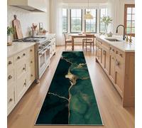 Tyafsgvqo Aspect Marbre Texture Vert Foncé Tapis de Cuisine Long, Effet Marbre Luxe Moderne Abstrait Tapis Cuisine Devant Evier Antidérapant & Lavable, Paillasson Interieur, pour Couloir, 50x240 cm