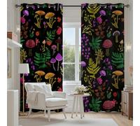 Tyafsgvqo Champignon Fleur Fougère Rideau Thermique Anti Chaleur, Rideau Botanique Naturel Plante Sauvage 140x210 cm Lot de 2 Rideaux Occultant Phonique Anti Bruit à Oeillets pour Porte Chambre Salon