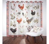 Tyafsgvqo Coq Poule Rideau 118x138 cm, Thermique Isolant Anti Froid, Rideau Animaux de la Ferme Rustique, Lot de 2 Rideaux Occultant Opaque à Oeillets, pour Chambre, Salon, Chambre Enfant