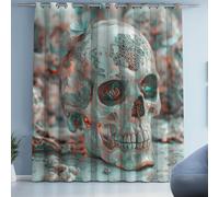 Tyafsgvqo crâne de Sucre Rideau 140x180 cm, Thermique Isolant Anti Froid, Rideau Tête de Mort Mexicain, Lot de 2 Rideaux Occultant Opaque à Oeillets, pour Chambre, Salon, Chambre Enfant