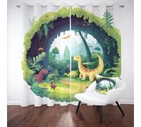 Tyafsgvqo Dinosaure de Dessin Animé Rideau Occultant Opaque, Rideau Jurassique Animal Mignon, Thermique Isolant Anti Froid, 234x137 cm Lot de 2 Rideaux à Oeillets, pour Chambre, Salon, Chambre Enfant