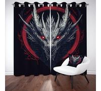 Tyafsgvqo Dragon Rideau Oeillets Occultant, Rideau Animaux Fantastique Science-Fiction Thermique Anti Chaleur Anti Froid Rideaux Opaque pour Chambre Salon, Lot de 2 280x240 cm