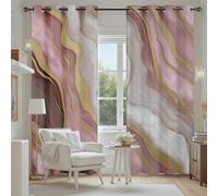 Tyafsgvqo Effet Marbre Or Rose Rideaux Occultant Thermique Isolant, Rideau Moderne Esthétique Abstrait Art Luxe, Anti Froid et Bruit, 140x240 cm Lot de 2 Rideaux Opaque Oeillets pour Chambre Salon
