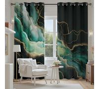 Tyafsgvqo Effet Marbre Rideau Thermique Anti Chaleur, Rideau Moderne Art Abstrait Luxe Esthétique, Rideaux Lot de 2 à Oeillets Occultant Phonique Anti Bruit Opaque pour Porte Chambre Salon 118x138 cm