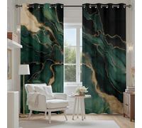 Tyafsgvqo Effet Marbre Vert Foncé Rideaux Occultant Thermique Isolant, Rideau Abstrait Aspect Marbre Texture Moderne, Anti Froid et Bruit, 140x240 cm Lot de 2 Rideaux Opaque pour Porte Chambre Salon
