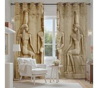 Tyafsgvqo Égypte Antique Pharaon Rideau Oeillets Occultant, Rideau Hiéroglyph Égypte Histoire Culture Thermique Anti Chaleur Anti Froid Rideaux Opaque pour Chambre Salon, Lot de 2 280x240 cm