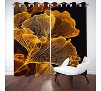 Tyafsgvqo Feuilles d'or Ginkgo Biloba Rideau Occultant Lot de 2, Rideau Esthétique Abstrait Moderne, Thermique Isolant Anti Froid, Rideaux à Oeillets, pour Chambre, Salon, Chambre Enfant, 280x240 cm