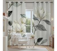 Tyafsgvqo Fleur Magnolia Aquarelle Rideau Thermique Anti Chaleur, Rideau Motif Floral Élégant Vintage, Rideaux Lot de 2 à Oeillets Occultant Phonique Anti Bruit pour Porte Chambre Salon 118x138 cm