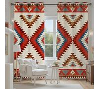 Tyafsgvqo Géométrique Aztèque Rideau Phonique Anti Bruit, Rideau Ethnique Tribal Amérindien Sud-Ouest Occultant Thermique Isolant Anti Froid, Rideaux Lot de 2 à Oeillets pour Chambre Salon 280x260 cm