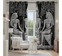 Tyafsgvqo Hiéroglyph Égypte Pharaon Rideau Phonique Anti Bruit, Rideau Égypte Antique Culture Histoire Traditionnel Occultant Thermique Isolant, Rideaux Lot de 2 pour Chambre Salon 280x300 cm