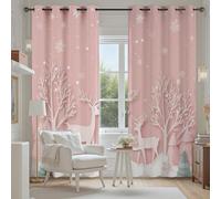 Tyafsgvqo Hiver Forêt Cerf Rideau Fenetre Occultant, Rideau Animaux Flocon de Neige Noël Lot de 2 Rideaux Opaque à Oeillets Thermique Isolant Anti Froid pour Chambre Salon 280x225 cm