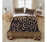 Tyafsgvqo Housse de Couette 280x240 Imprimé Léopard Zébré, Parure de Lit Animal Chic Vintage Luxe 2 Personnes, Housse de Couette Fermeture Éclair pour Adulte Garçons Fille avec 2 Taies d'oreiller