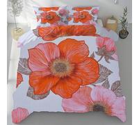 Tyafsgvqo Housse de Couette Motif Floral Rouge, 220x240 Parure de Lit Fleur Élégant Moderne 2 Personnes Ensemble de Literie Microfibre avec Fermeture Éclair et 2 Taies d'oreiller 80x80 cm