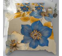 Tyafsgvqo Housse de Couette Motif Floral Rural, 220x240 Parure de Lit Fleur Botanique Ferme Vintage 2 Personnes Ensemble de Literie Microfibre avec Fermeture Éclair et 2 Taies d'oreiller 80x80 cm