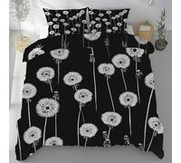 Tyafsgvqo Housse de Couette Pissenlit, 220x240 Parure de Lit Motif Botanique Noir et Blanc Minimaliste 2 Personnes Ensemble de Literie Microfibre avec Fermeture Éclair et 2 Taies d'oreiller 80x80 cm