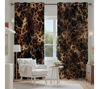 Tyafsgvqo Imprimé Léopard Effet Marbre Rideau Phonique Anti Bruit, Rideau Aspect Marbre Texture Craquelé Noir Or Occultant Thermique Isolant Anti Froid, Rideaux Lot de 2 pour Chambre Salon 280x300 cm