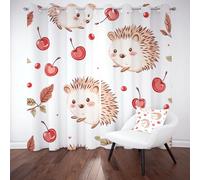 Tyafsgvqo Kawaii Hérisson Rideau Occultant Thermique, Rideau Animal de Dessin Animé, Anti Froid et Bruit, 140x240 cm Lot de 2 Rideaux Oeillets pour Chambre, Fenêtre de Salon