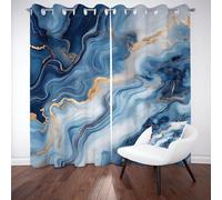 Tyafsgvqo Marbre Bleu Or Rideau Thermique Anti Chaleur, Rideau Marbre Texture Abstrait Moderne, Rideaux Lot de 2 à Oeillets Occultant Phonique Anti Bruit Opaque pour Porte Chambre Salon 118x138 cm