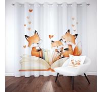 Tyafsgvqo Mignon Renard Rideau Occultant Thermique, Rideau Animal de Dessin Animé, Anti Froid et Bruit, 140x240 cm Lot de 2 Rideaux Oeillets pour Chambre, Fenêtre de Salon