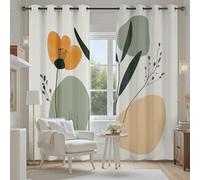 Tyafsgvqo Moderne Abstrait Minimaliste Rideau Thermique Anti Chaleur, Rideau Mid Century Feuille Botanique 140x210 cm Lot de 2 Rideaux Occultant Opaque Phonique Anti Bruit Oeillets pour Chambre Salon
