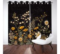 Tyafsgvqo Motif Botanique Élégant Rideau Occultant, Rideau Floral Marguerite 3D Fleurs Sauvages, Thermique Isolant, 140x240cm Lot de 2 Rideaux à Oeillets, pour Chambre, Salon, Chambre Enfant