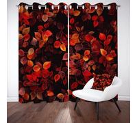 Tyafsgvqo Motif Botanique Rideau Phonique Anti Bruit, Rideau Feuilles Plante Automne Naturel Occultant Thermique Isolant Anti Froid, Rideaux Opaque Lot de 2 à Oeillets pour Chambre Salon 280x260 cm