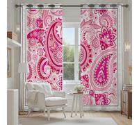 Tyafsgvqo Motif Cachemire Floral Rideau Thermique Anti Chaleur, Rideau Fleur Plante Rose Abstrait Bohème, Rideaux Lot de 2 Occultant Opaque à Oeillets, Phonique Anti Bruit pour Chambre Salon 140x180cm