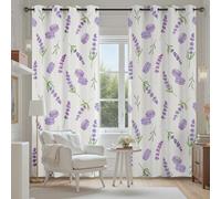 Tyafsgvqo Motif Fleur Violet Rideau Fenetre Occultant, Rideau Lavande Floral Feuilles Botanique Pastoral, Lot de 2 Rideaux 280x180cm à Oeillets Thermique Isolant Anti Froid pour Chambre Salon Dressing